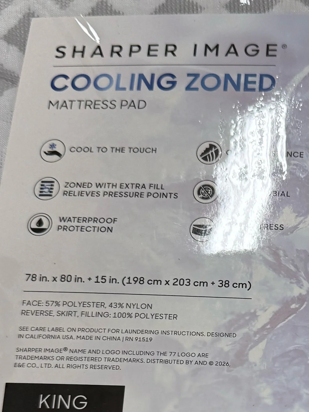SHARPER IMAGE® COOLING ZONED MATTRESS PAD